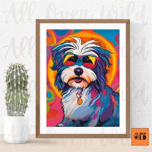 Havanese Wall Art, Modern Havi Print, Colorful Dog Poster, Boho Pet Portrait, Gift for Havi Mom or Dad, Havanese Gift Idea, Unique Dog Decor