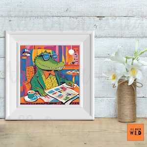 Sophisticated Alligator Wall Art, Colorful Gator Decor, Vibrant Reptile Print, Cajun Home Decor, Swamp Life Artwork, Gift For Gator Lover