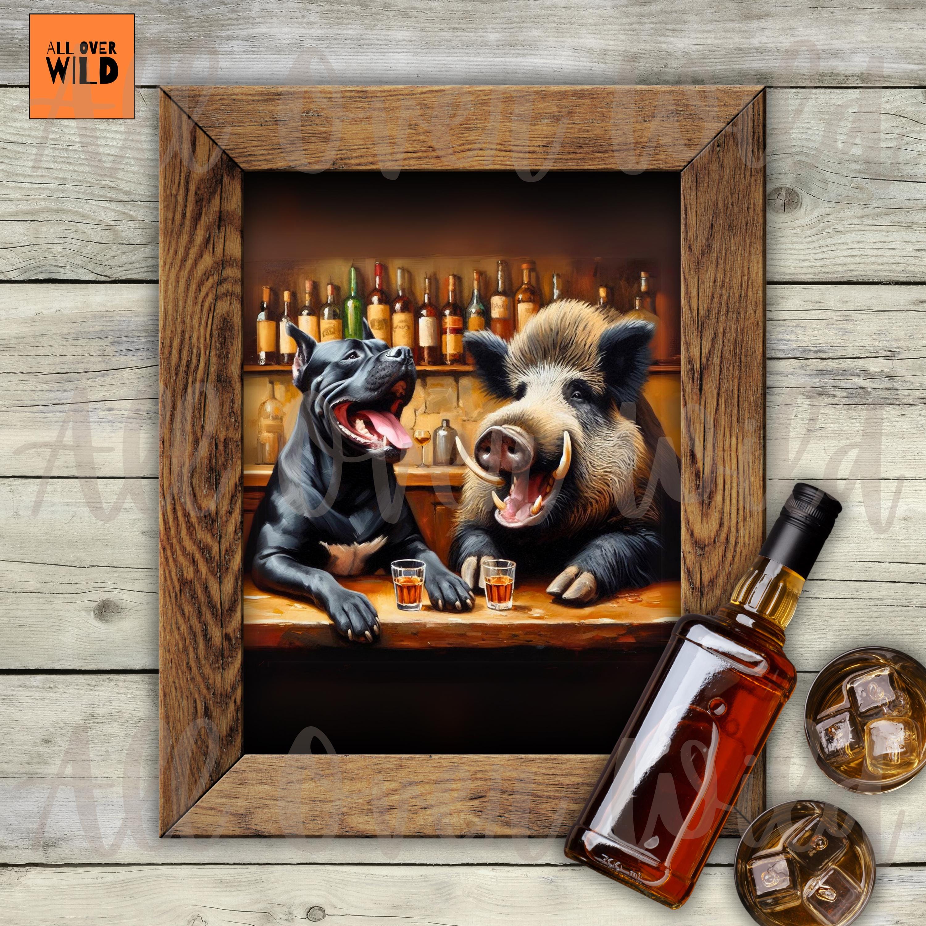 Cane Corso Wall Art, Italian Mastiff Dog Print, Whiskey Bar Decor