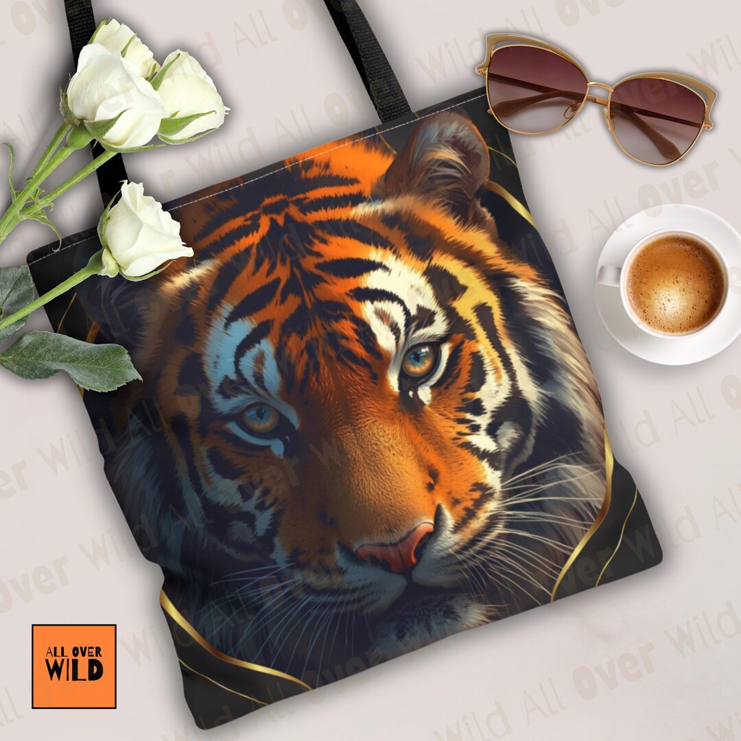 Tiger Tote Bag, Fierce Animal Tote, Wildlife Shoulder Bag