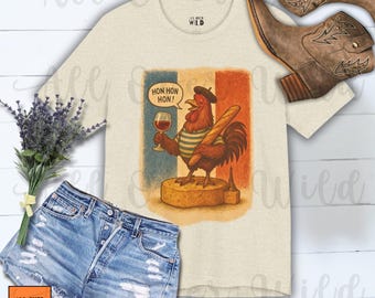 Bastille Day Shirt, French Rooster Tee, Vintage France Shirt, Baguette Wine Graphic, Paris Travel Tee, French Pride Gift