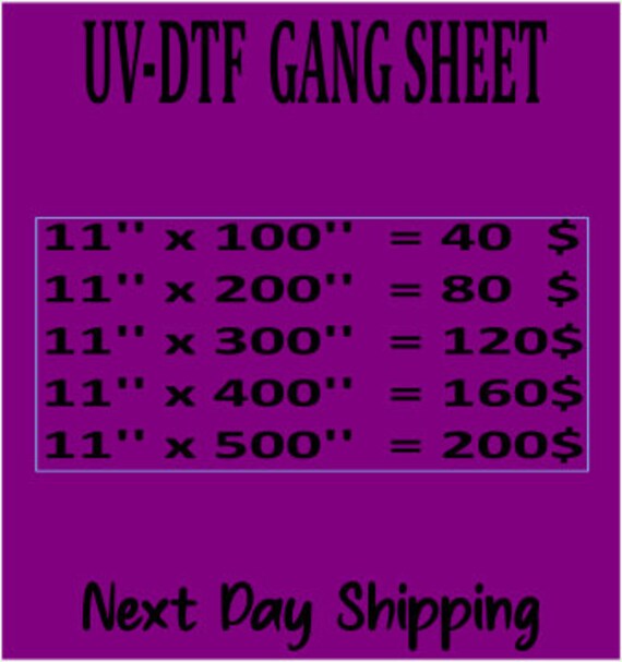 Ultraviyolet Direct to Film, Stickers, Dtf Gang Sheet