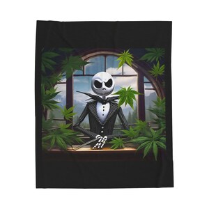 Gothic Marijuana Leaf Plush Blanket