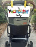 Personalized Family Name Stroller Sign, Amusement Park Sign for Strollers, Customizable Themed Tags for Baby Carrier - Personal stroller tag