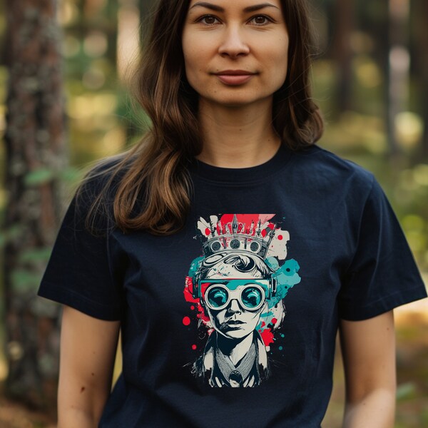 Queen Steampunk T-Shirt - Einzigartiges Kunst T-Shirt für Vintage Style & Sci-Fi Liebhaber, Alternative Mode, Grafik-Tshirt