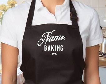 Personalized Black Cotton Apron with Customized Name Stylish and Practical Kitchen Wear