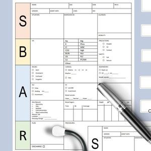 SBAR Nurse Report Sheet Printable PDF, Med Surg Nurse, ICU Nurse Report, Patient Assessment, Nurse Shift Organizer, Nurse Shift Report
