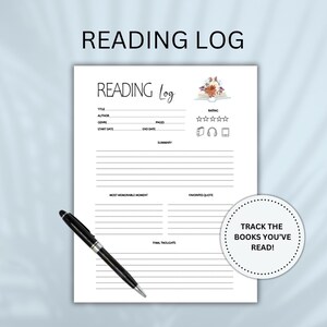 Registro di lettura, Diario di lettura, Recensione di libri, Sfida di lettura, PDF di lettura stampabile, Tracker di libri, Diario di lettura