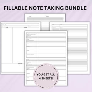 Editable Note Taking Bundle, Nursing School Notes Template, Class Note Organization, Study Planner Journal, Nursing Study Notes