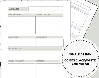 Disease Pathology Template, Pathology PDF, Pathophysiology Guide, Nursing School Study Notes, Disease Process , Disease Concept Mapping