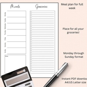 Weekly Meal Planner,Weekly Grocery Shopping List,Meal Prep Planner, Shopping Planner,Meal Planner,Meal Tracker,Grocery Planner,Printable