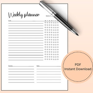 Daily Planner Printable, Daily To Do List PDF, Daily Planner PDF,  Personal Planner, Digital Planner, Weekly Planner Instant Download
