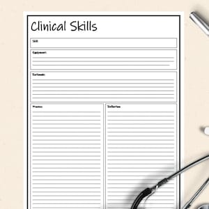 看護臨床スキルの印刷物、看護学生の臨床概要、看護師の臨床機器スキルのワークシート、臨床スキルの看護ノート
