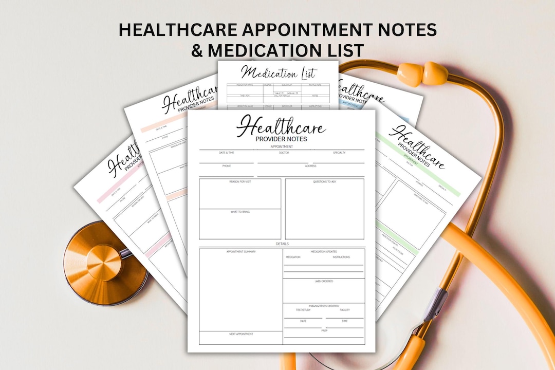 Doctor Appointment Notes, Medical Specialist Visit Log, Medical ...