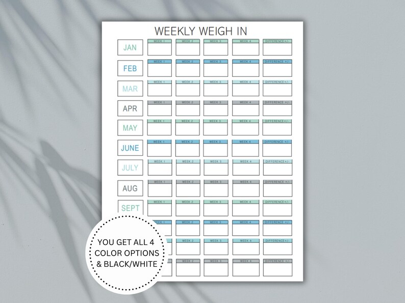 Weight Loss Tracker, Weekly Weigh in Log, Weight Loss Journal, Weekly ...