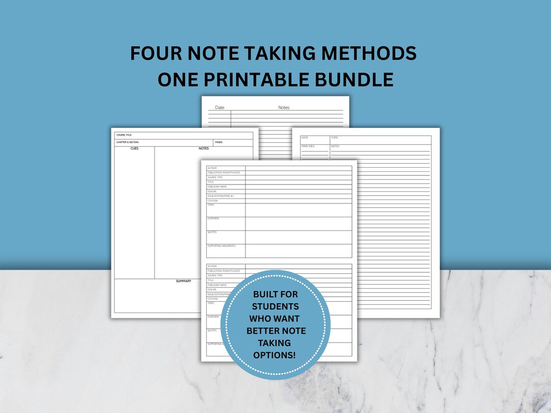 Cornell Note Taking Template Printable | Study Notes Bundle | Nursing ...