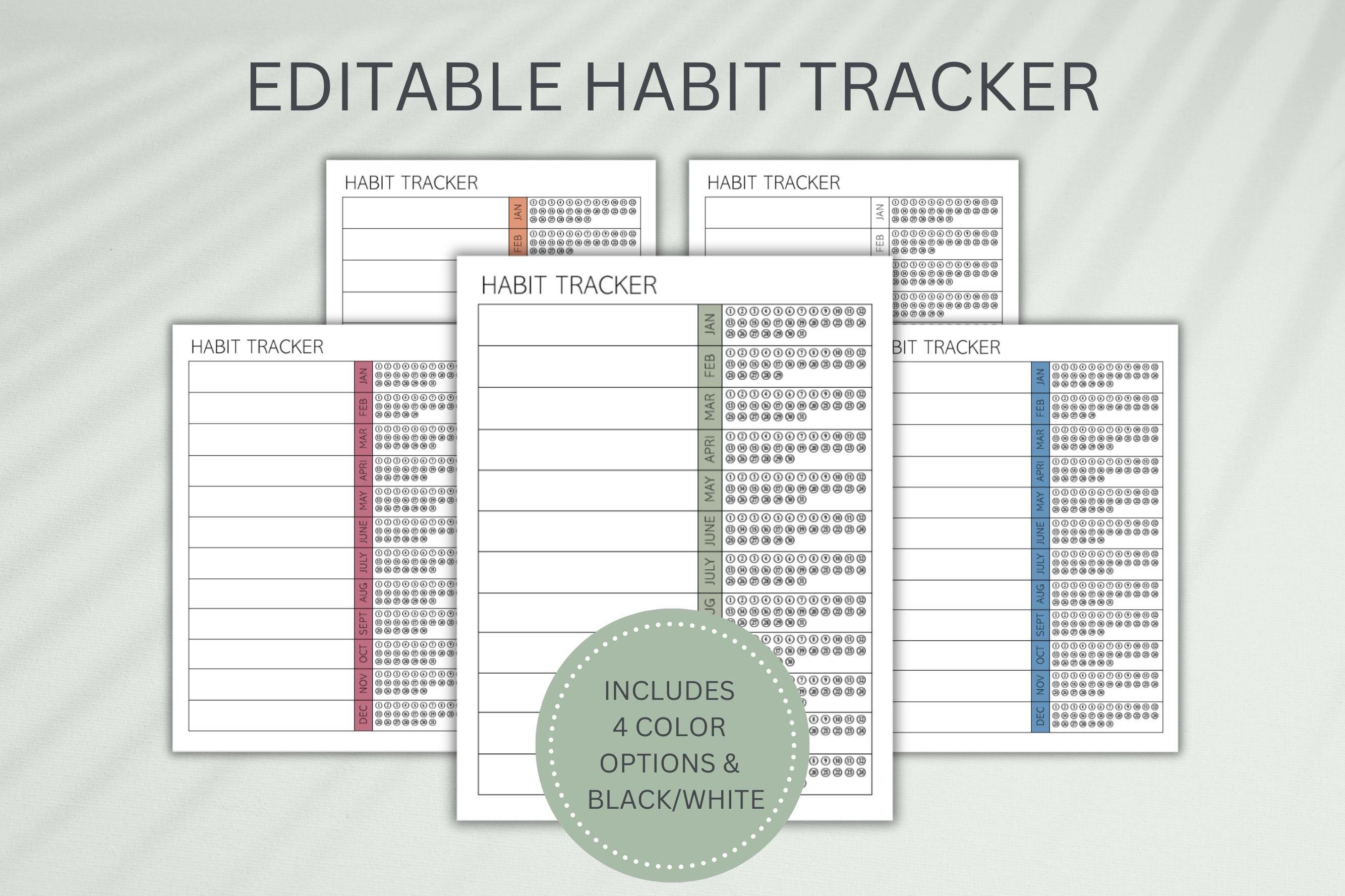 Editable Monthly Habit Tracker Template, Daily Routine Tracker ...
