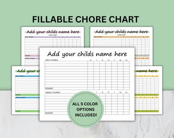Kids Chore Chart Printable | Editable Weekly Chore Chart | Morning Bedtime Routine Tracker | Reward Tracker | Kids Responsibility Chart