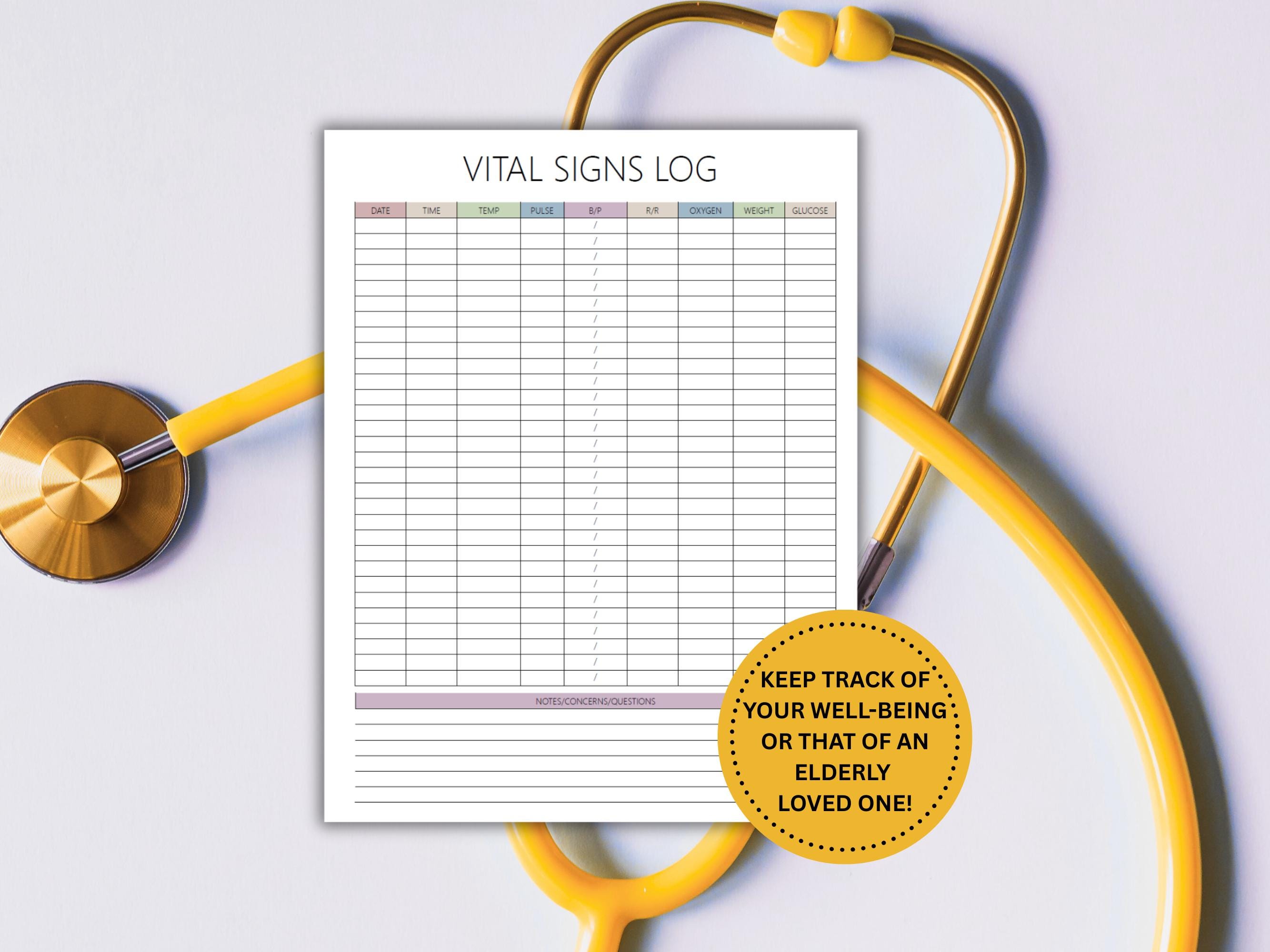 Sign Without Tracker Vital Signs Tracker, Nurse Vitals Sheet, VS Template, CNA Patient ...