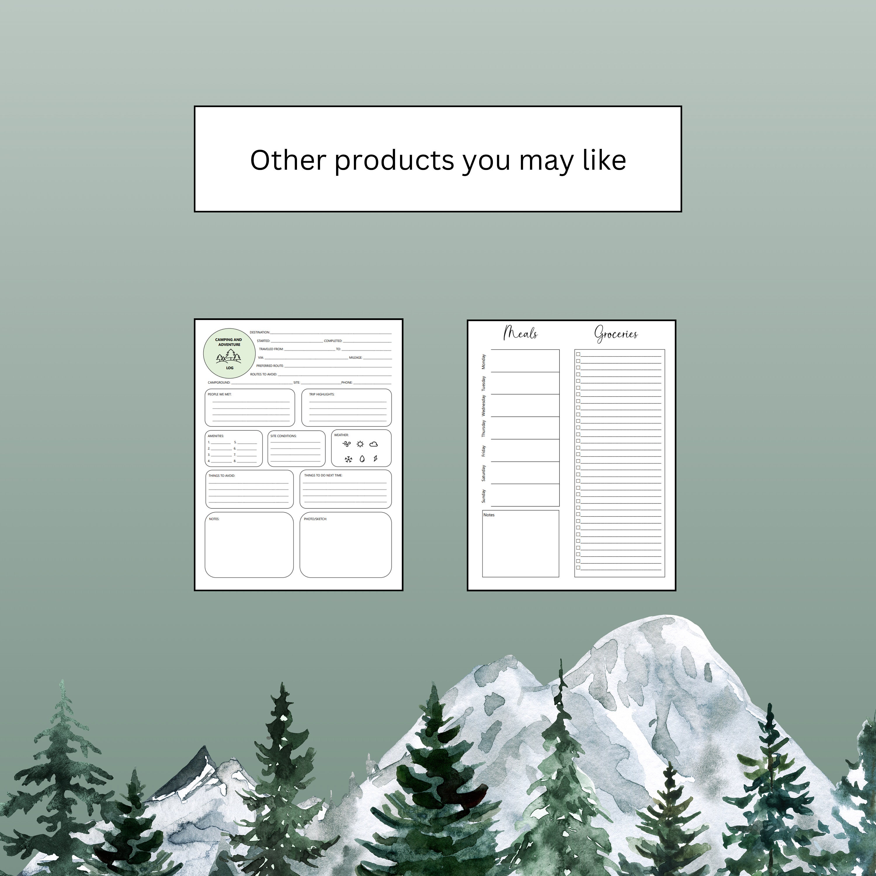 Hiking and Adventure Log, Hiking Adventure Sheet, Hiking Template ...