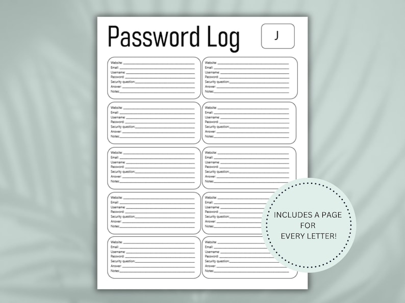 Password Manager Sheet.pdf Password Tracker Printable Template, Password Organizer, Password ...