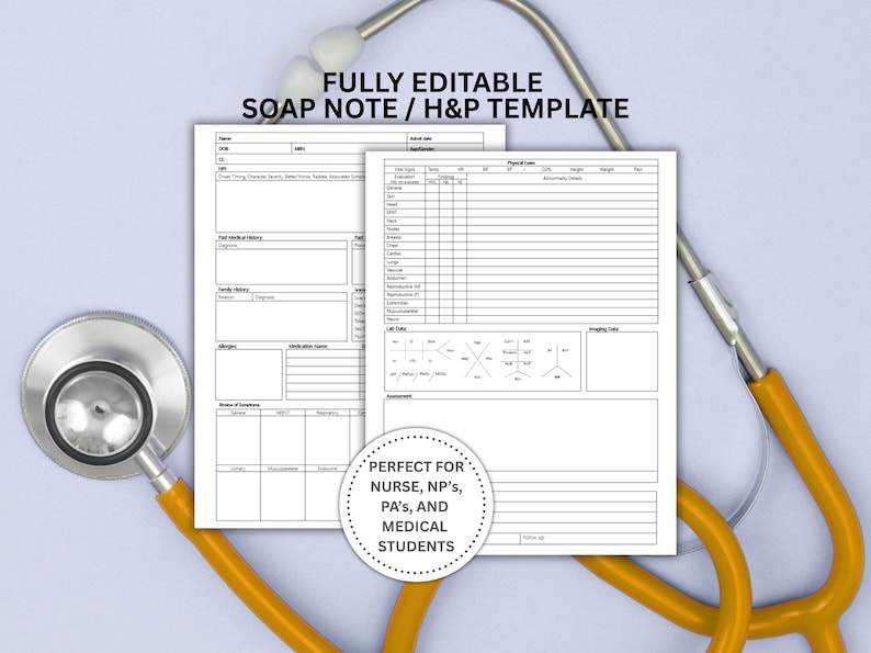 Normal Soap Note H&P SOAP Note Template, Medical Student Clinical Rotation, Head to Toe ...