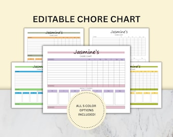 Editable Chore Chart, Kids Chore Chart, Daily Kids Responsibility Chart, Printable Kids Schedule, Daily Routine Checklist, Kids Task Tracker