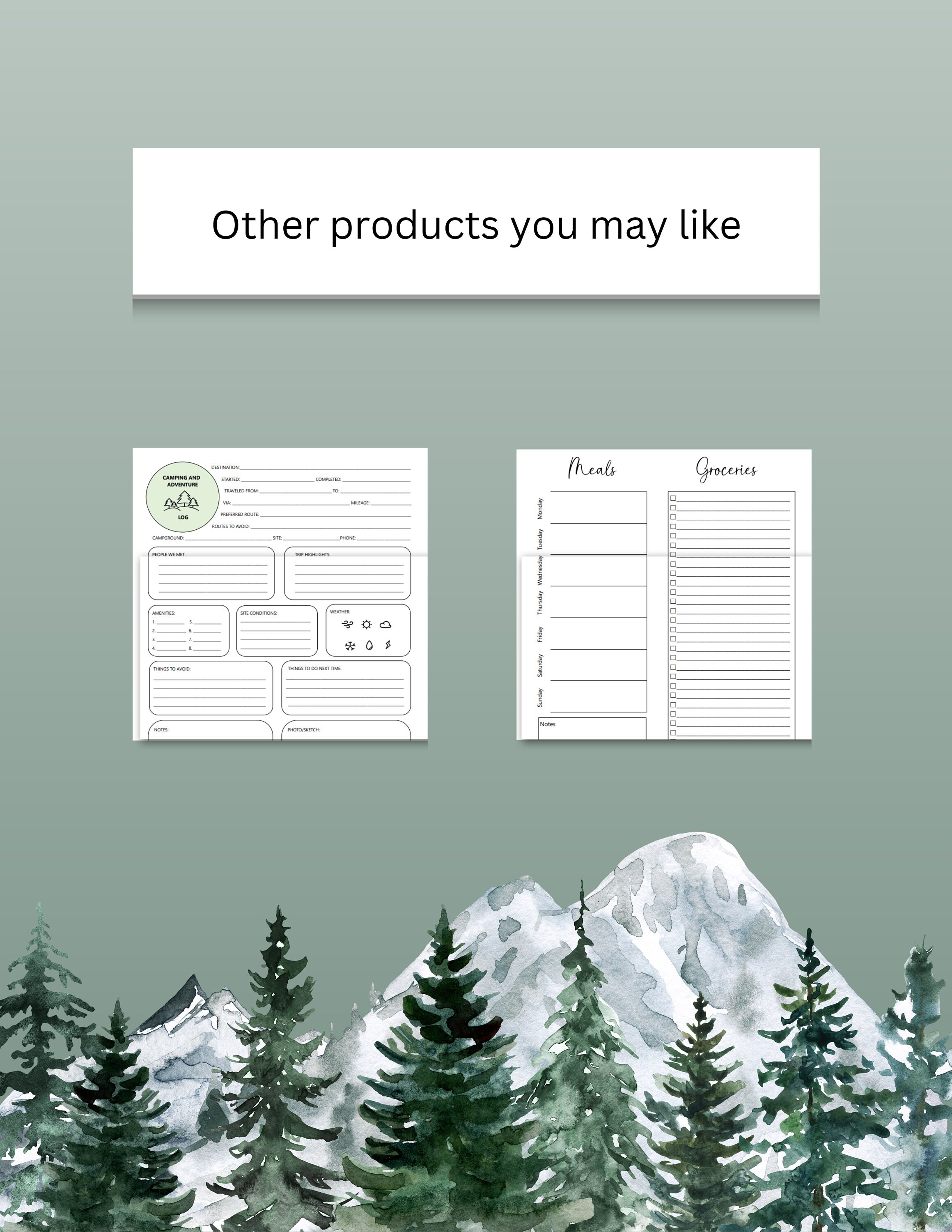 Hiking and Adventure Log, Hiking Adventure Sheet, Hiking Template ...
