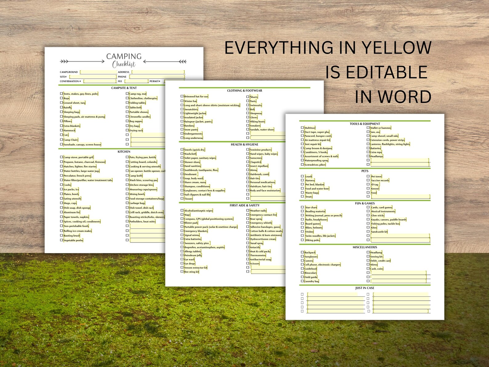 Outside Activity Checklist Editable Camping Checklist, Camping Planner, Family Trip Checklist, RV ...