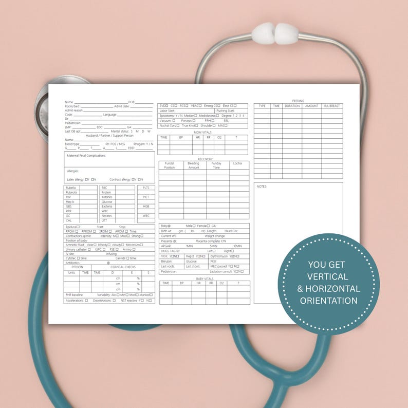 Labor and Delivery Nurse Report Template, L&D Shift Note, Labor ...