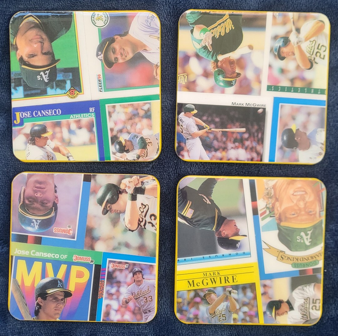 Set of 4 Souvenir Oakland A's bash Brothers Epoxy Resin REAL Baseball