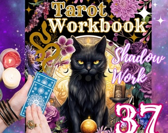 Libro de trabajo de Tarot Shadow Work, Libro de trabajo de Tarot para brujas modernas, Guía de trabajo de sombras y diario solicitado, Libro de grimorio imprimible, Adivinación