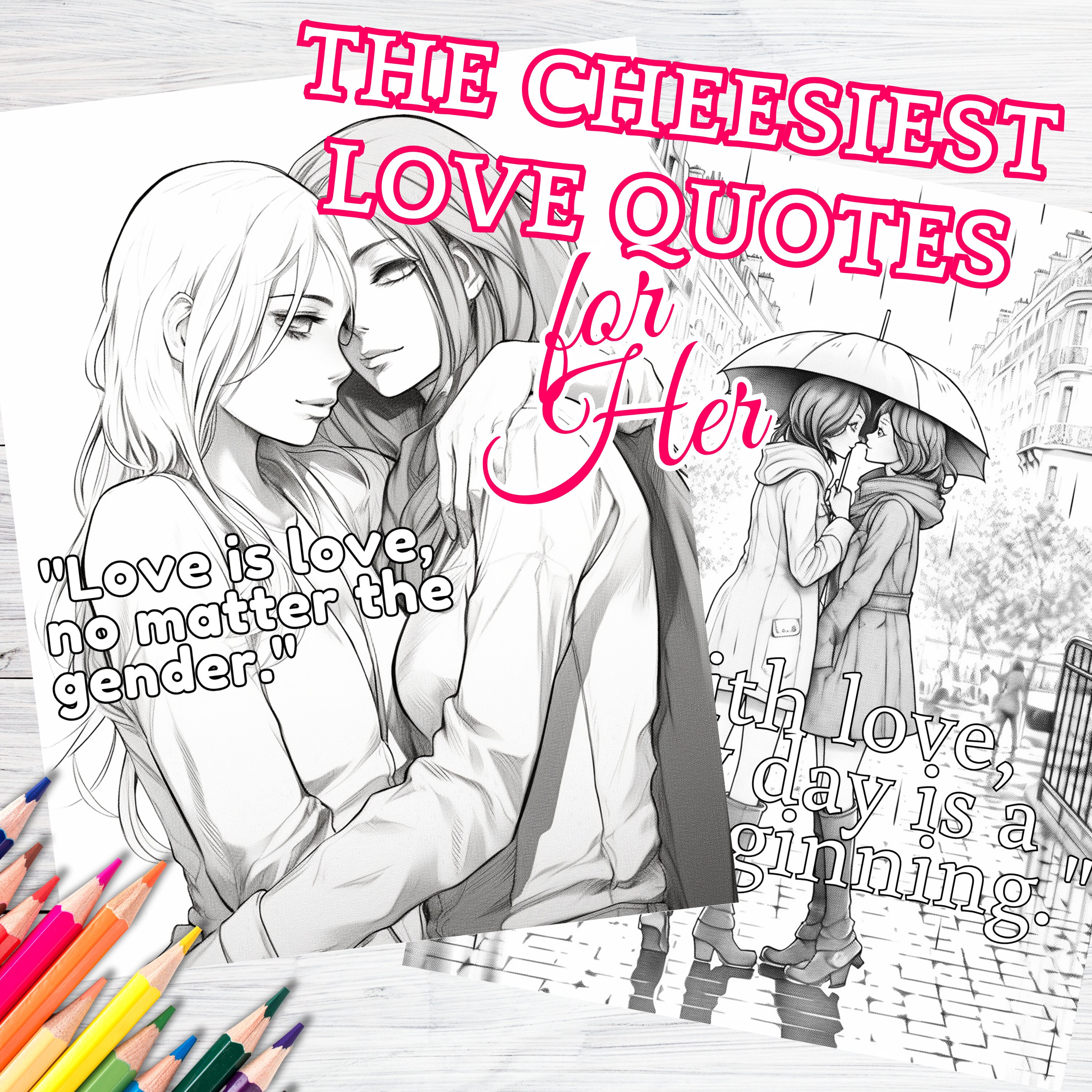 Lesbian Love Coloring Book With Cheesy Love Quotes for Her LGBTQ ...