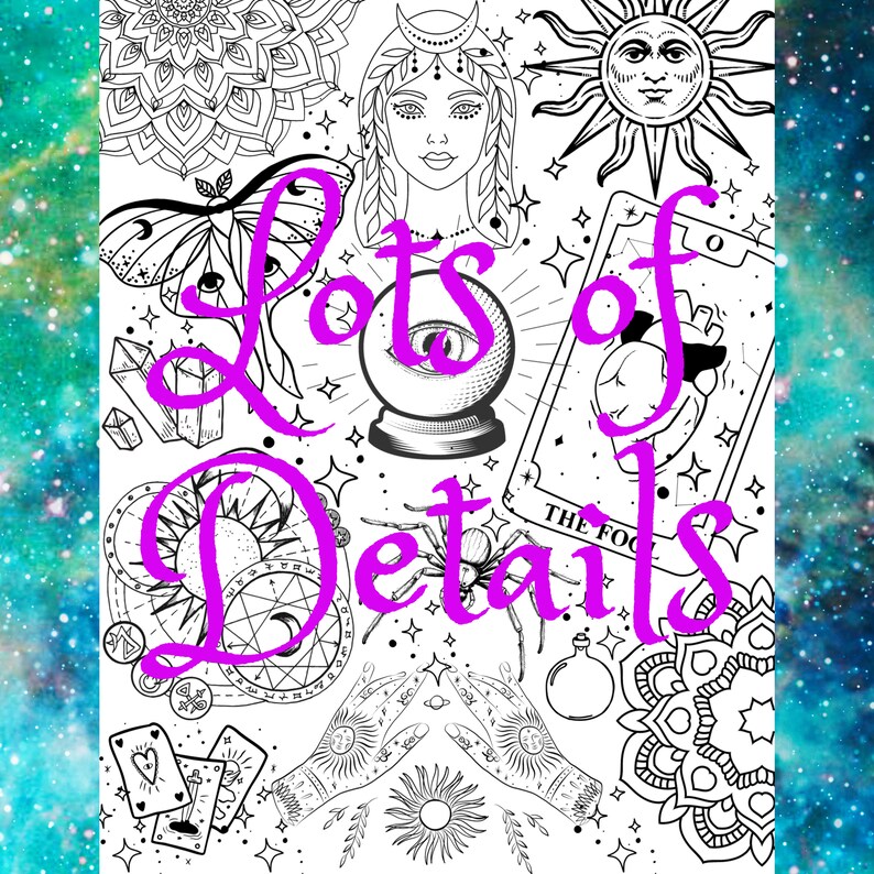 Witchy Coloring Pages Witch Coloring Pages Grimoire Coloring Wiccan ...