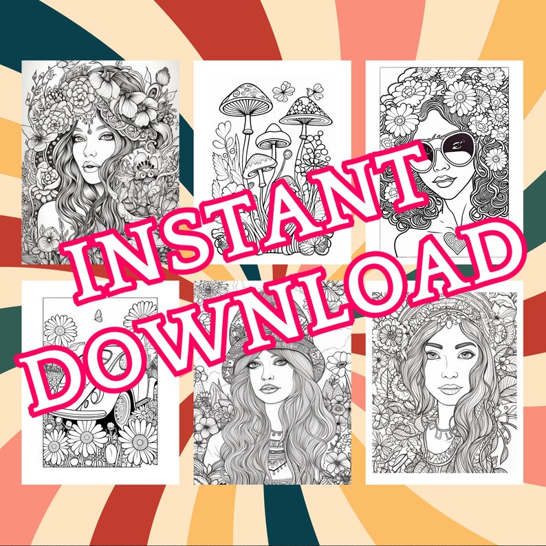 Groovy Hippies Coloring Book 70s - Il 794xN.5402635626 Sgrk 