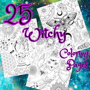 Witchy Coloring Pages Witch Coloring Pages Grimoire Coloring Wiccan Coloring Pages Pagan Coloring Bundle Printable Witchy Coloring PDF