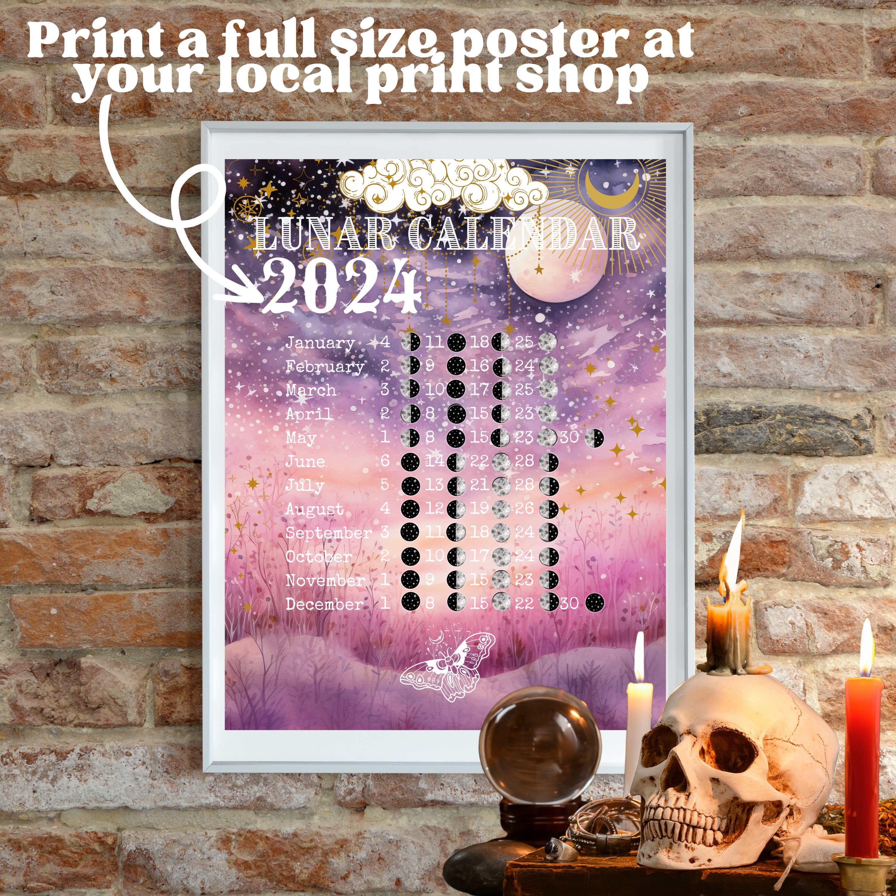 Lunar Calendar 2025 Printable Moon Phase Calendar 2025 Moon Etsy Finland