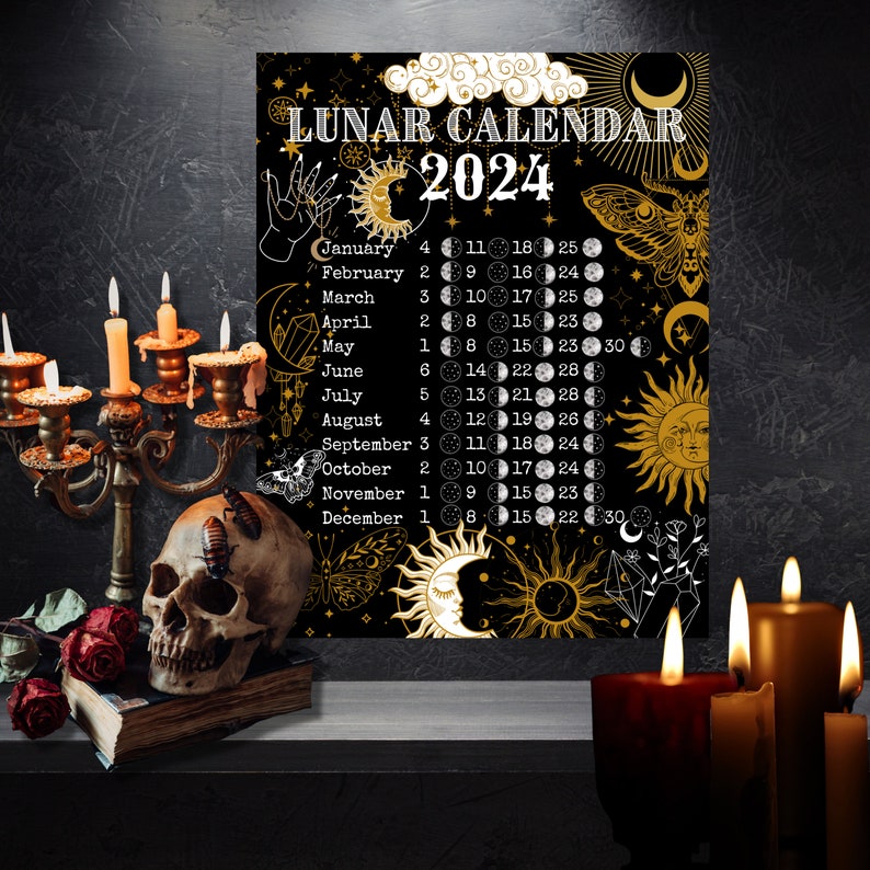 Lunar Calendar 2024 Printable Moon Phase Calendar 2024 Moon Calendar