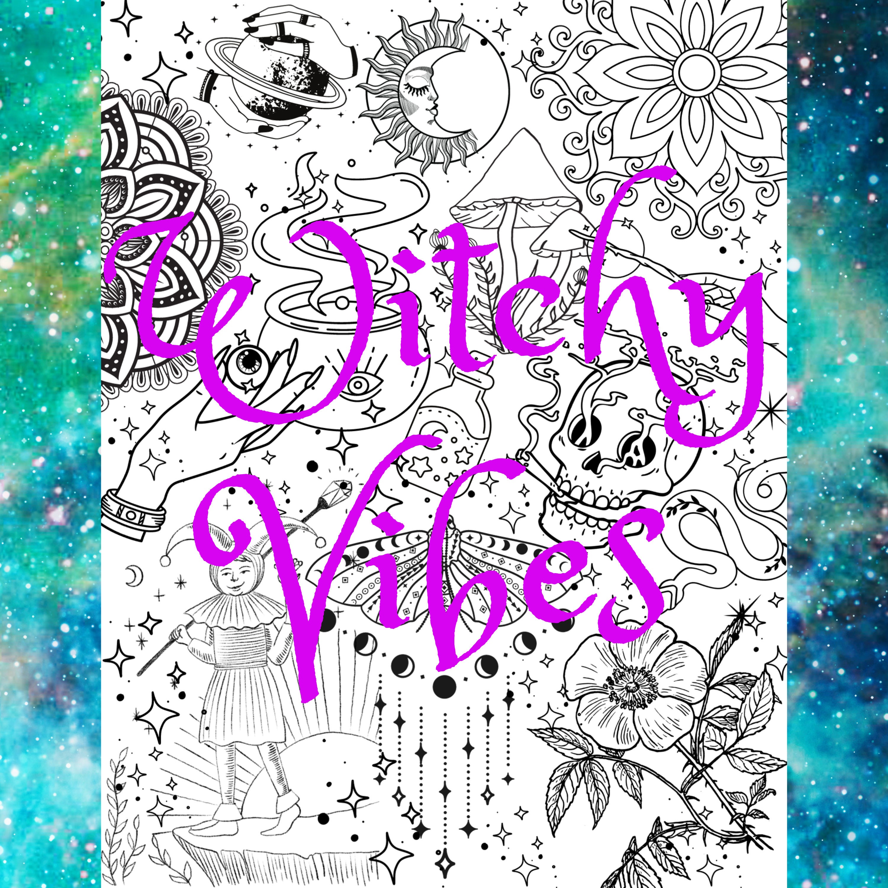 Witchy Coloring Pages Witch Coloring Pages Grimoire Coloring Wiccan Coloring Pages Pagan ...