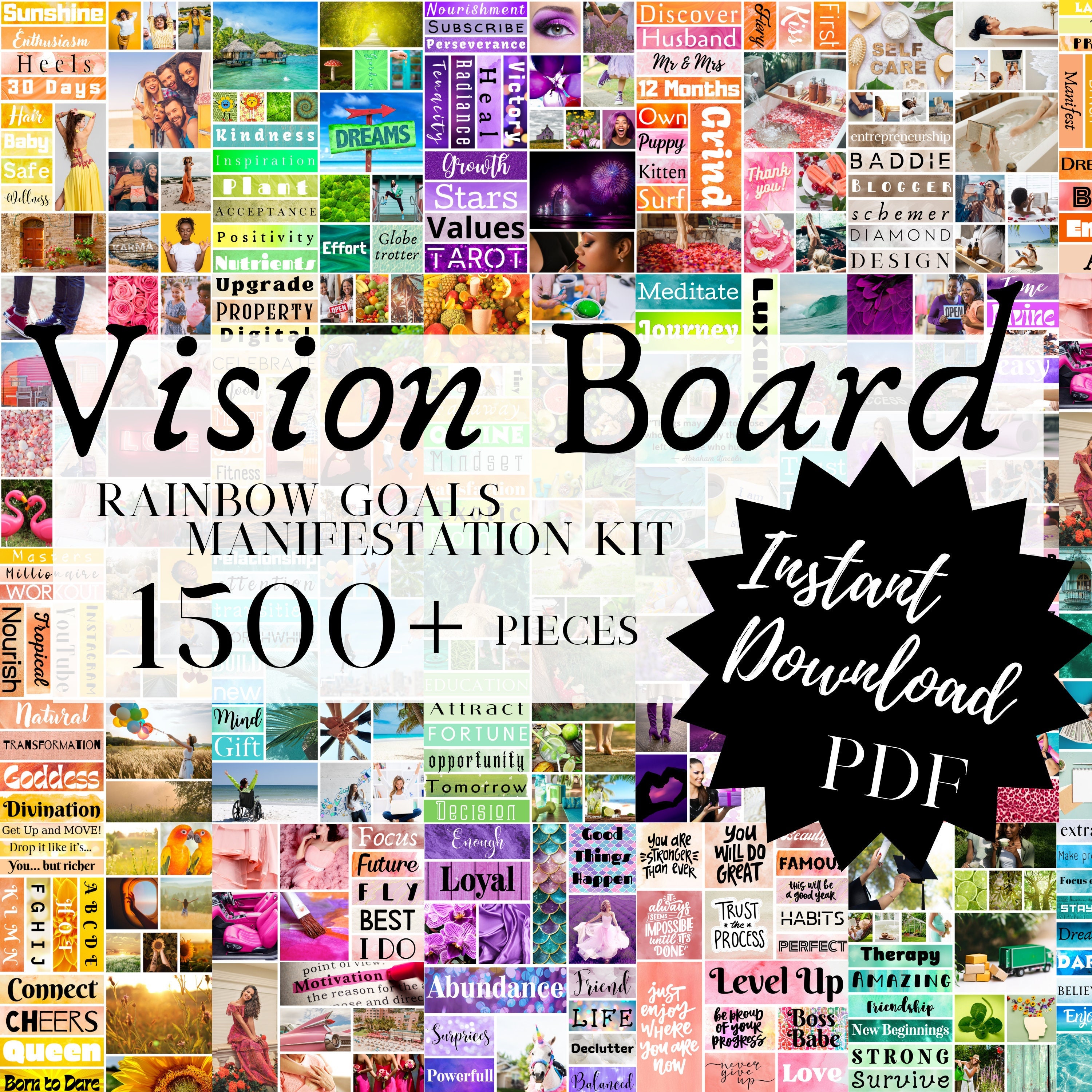 Vision Board Poster - Manifestation Board Dream Board Law of Attraction (24 x 24)