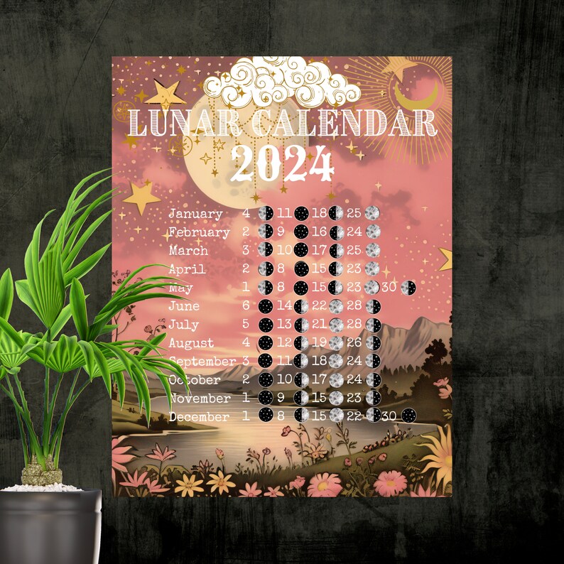 Lunar Calendar 2024 Printable Moon Phase Calendar 2024 Moon Calendar