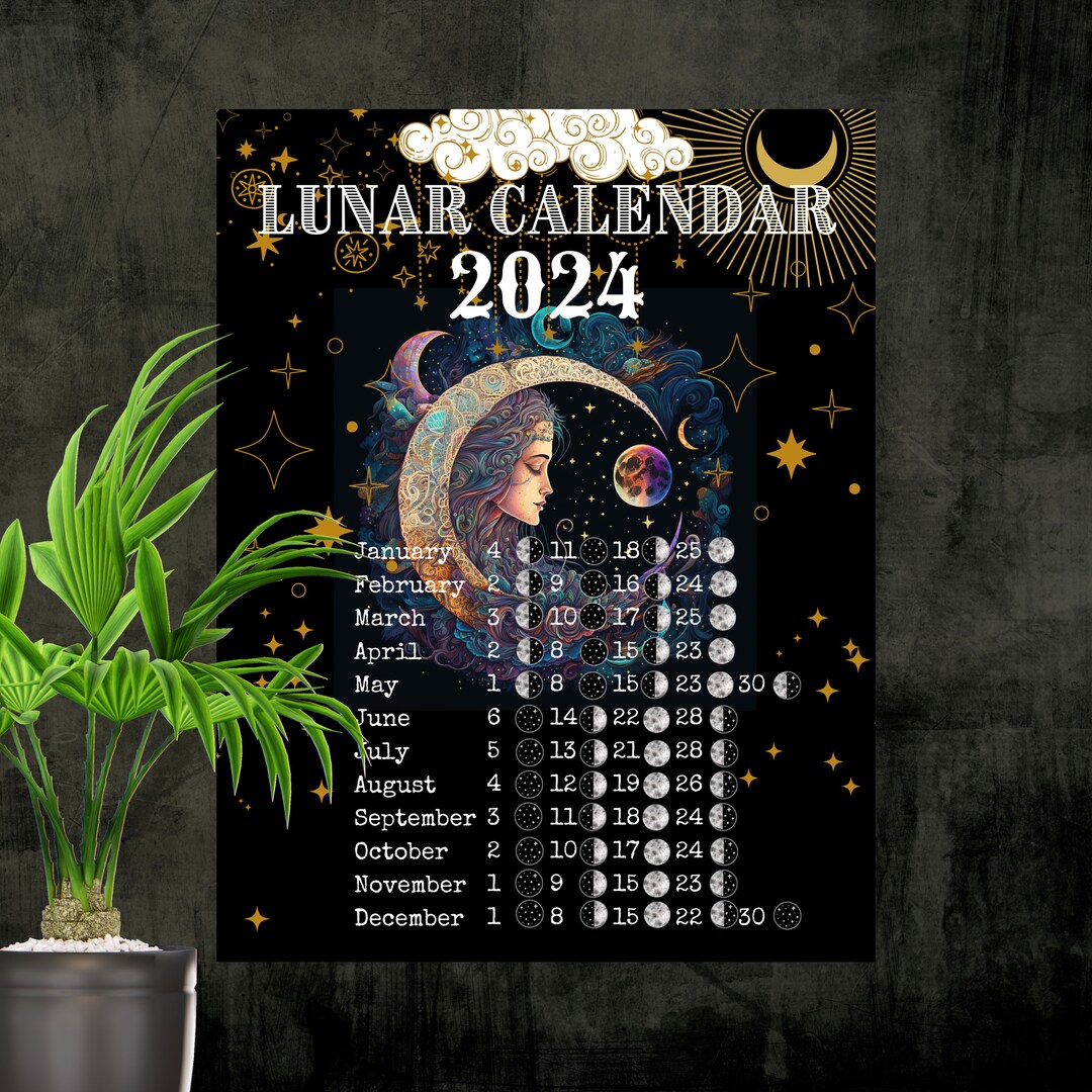 Lunar Calendar 2024 Printable Moon Phase Calendar 2024 Moon Calendar
