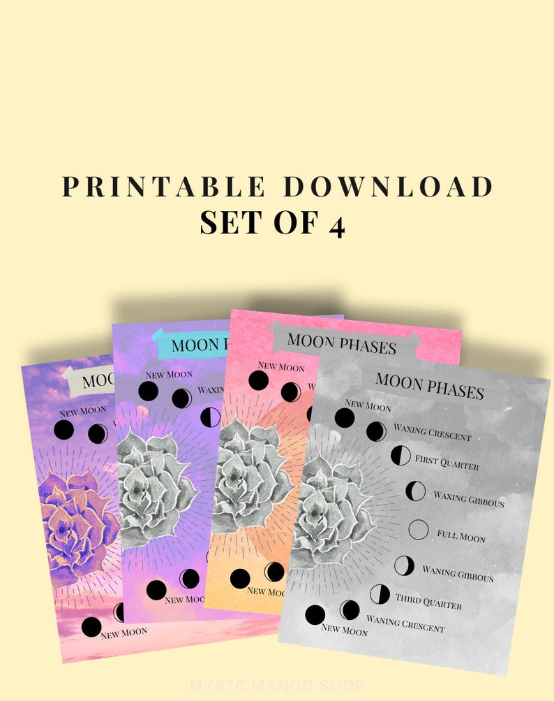 Moon Phase Printable PNG - Lunar Diagram - Digital Download - Art ...