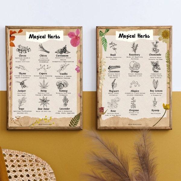 Magical Herbs - Digital Download Printable - Magic Association - Book of Shadows Insert Reference