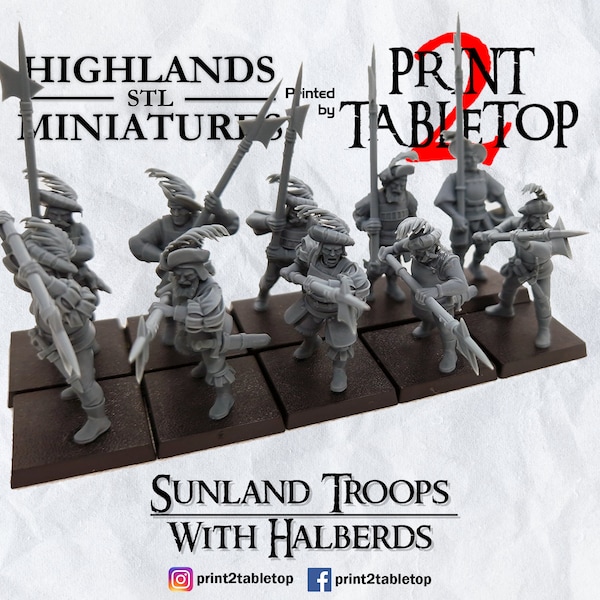 Sunland Halberdiers / Alabardas / 28mm / 32mm / Miniaturas de las Tierras Altas / Miniatura de Fantasía