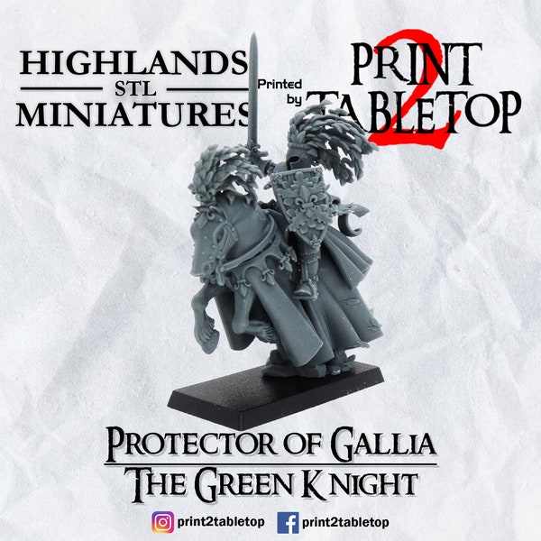Il cavaliere verde / Personaggio / 28 mm / 32 mm / Miniature delle Highlands / Miniatura fantasy