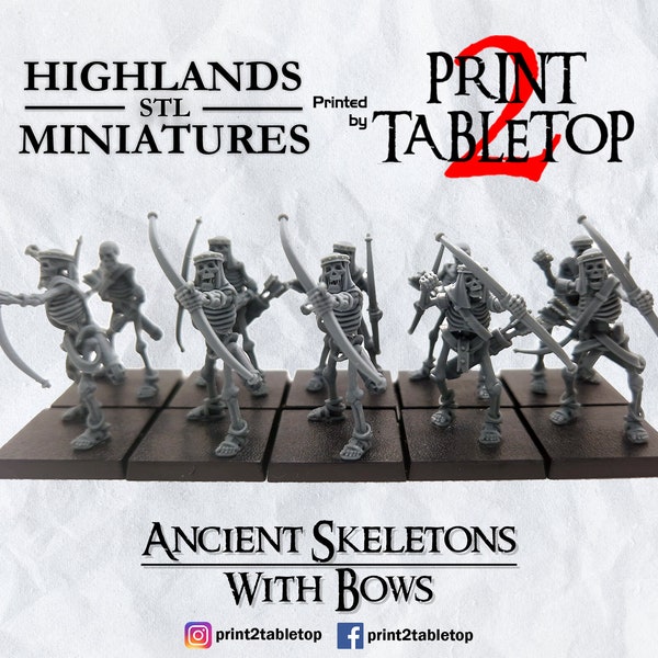 Ancient Skeletons | Bows | 28mm | 32mm | Highlands Miniatures | Fantasy Miniature