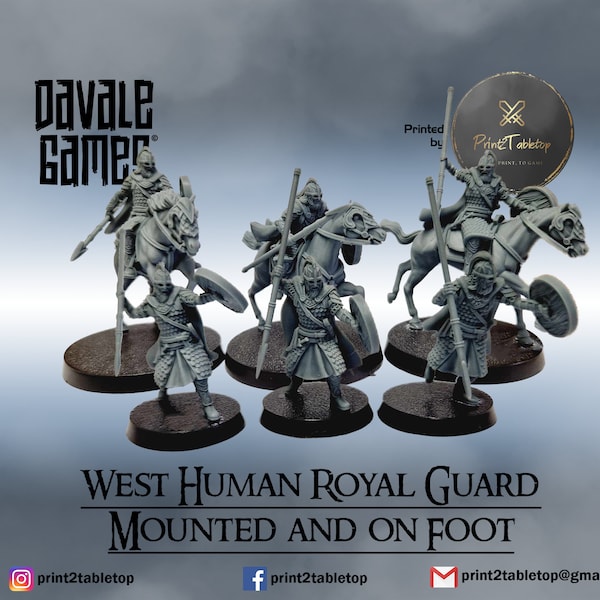 West Human Royal Guard | Mounted & on foot | MIXED | 28mm | Davale Games | Fantasy Miniature