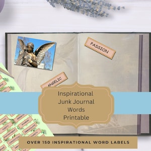 Journal Words, Labels, Inspirational, Spiritual, Junk Journal, Phrases, Mixed Media Words, Collage Sheet, Scrapbooking, Printable, Ephemera