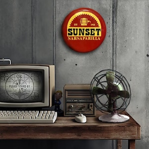 Sonnenuntergang Sarsaparilla Flaschenverschluss Wandbehang Kunst